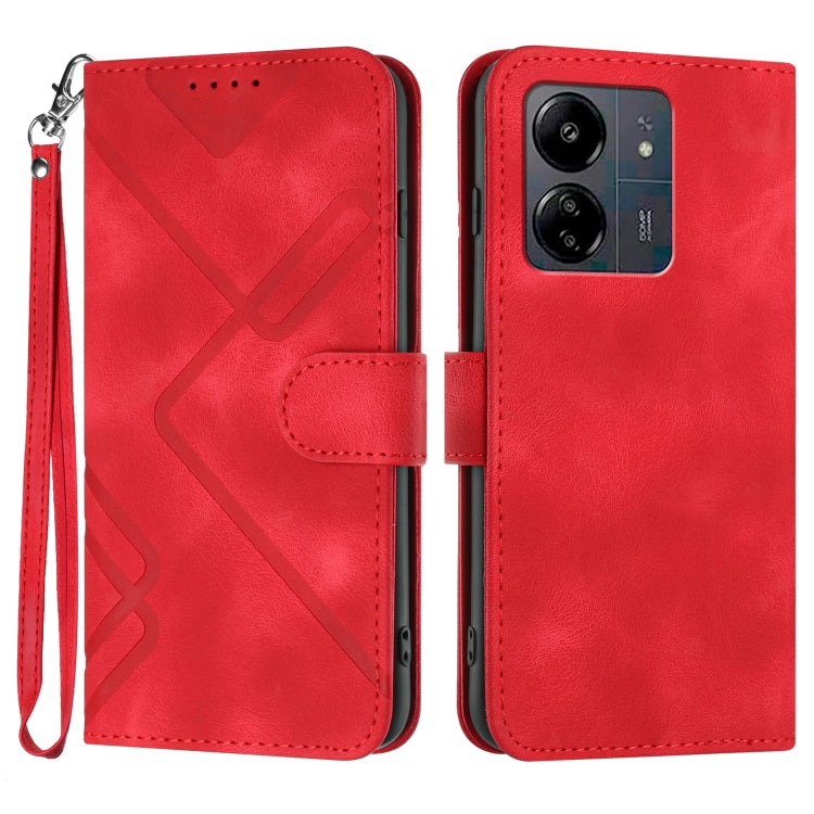 Line Pattern Skin Feel Leather Phone Case, For Xiaomi Redmi Note 13 Pro 4G, For Xiaomi Redmi Note 13 4G, For Xiaomi Redmi 13C, For Xiaomi Redmi K70E