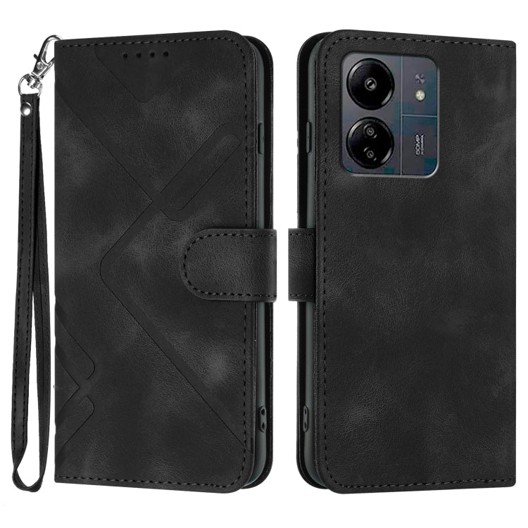 Line Pattern Skin Feel Leather Phone Case, For Xiaomi Redmi Note 13 Pro 4G, For Xiaomi Redmi Note 13 4G, For Xiaomi Redmi 13C, For Xiaomi Redmi K70E