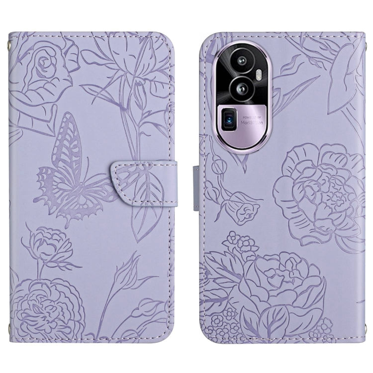 HT03 Skin Feel Butterfly Embossed Flip Leather Phone Case, For OPPO A58 4G, For OPPO Reno10 Pro+, For OPPO A79 5G, For OPPO A59 5G