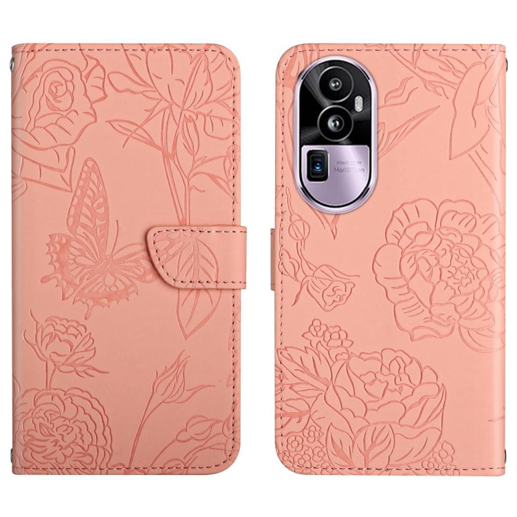HT03 Skin Feel Butterfly Embossed Flip Leather Phone Case, For OPPO A58 4G, For OPPO Reno10 Pro+, For OPPO A79 5G, For OPPO A59 5G