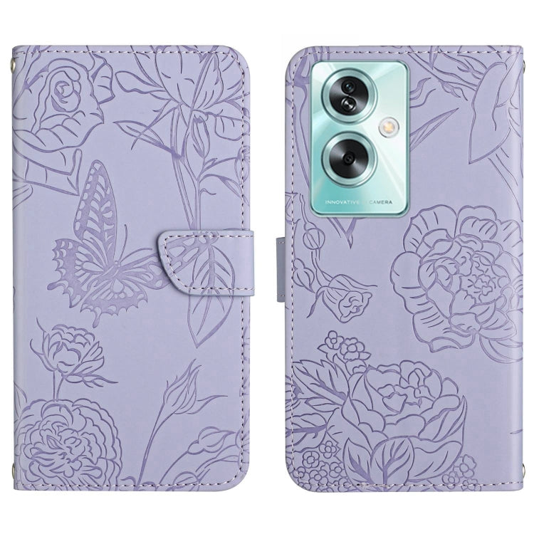 HT03 Skin Feel Butterfly Embossed Flip Leather Phone Case, For OPPO A58 4G, For OPPO Reno10 Pro+, For OPPO A79 5G, For OPPO A59 5G