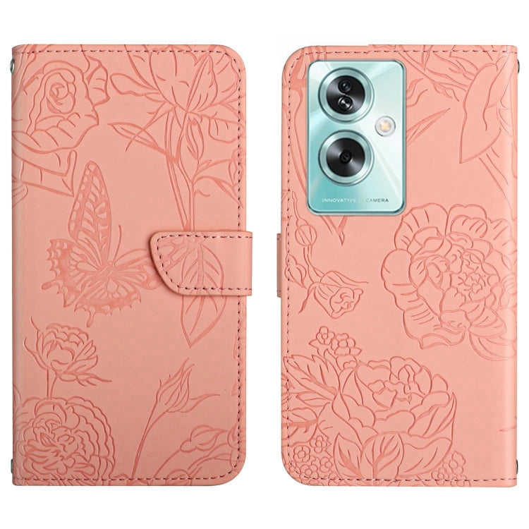 HT03 Skin Feel Butterfly Embossed Flip Leather Phone Case, For OPPO A58 4G, For OPPO Reno10 Pro+, For OPPO A79 5G, For OPPO A59 5G