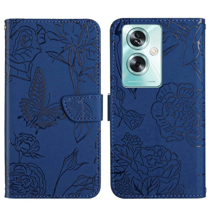 HT03 Skin Feel Butterfly Embossed Flip Leather Phone Case, For OPPO K12x 5G Global, For OPPO A60 4G, For OPPO Reno11 F 5G/F25 Pro 5G, For OPPO A18 / A38 4G