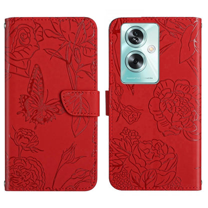 HT03 Skin Feel Butterfly Embossed Flip Leather Phone Case, For OPPO K12x 5G Global, For OPPO A60 4G, For OPPO Reno11 F 5G/F25 Pro 5G, For OPPO A18 / A38 4G