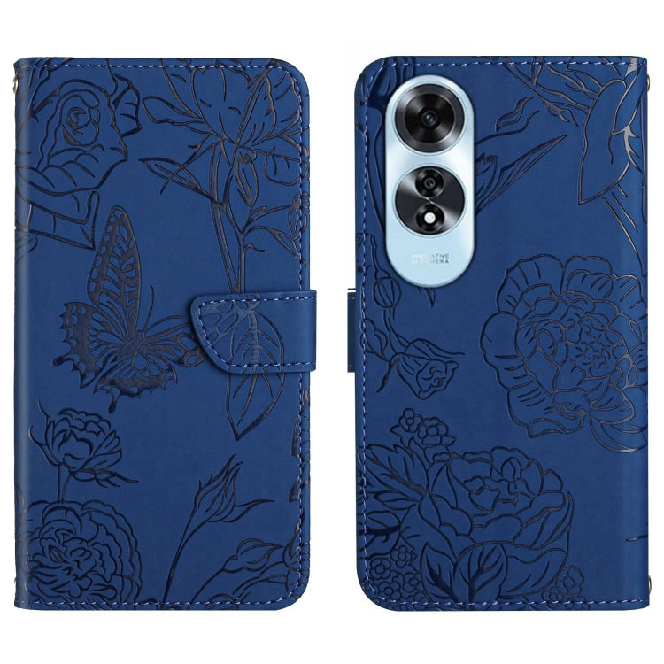 HT03 Skin Feel Butterfly Embossed Flip Leather Phone Case, For OPPO K12x 5G Global, For OPPO A60 4G, For OPPO Reno11 F 5G/F25 Pro 5G, For OPPO A18 / A38 4G