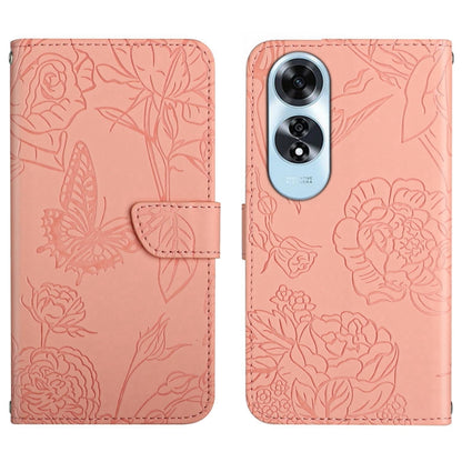 HT03 Skin Feel Butterfly Embossed Flip Leather Phone Case, For OPPO K12x 5G Global, For OPPO A60 4G, For OPPO Reno11 F 5G/F25 Pro 5G, For OPPO A18 / A38 4G
