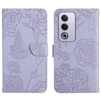 HT03 Skin Feel Butterfly Embossed Flip Leather Phone Case, For OPPO K12x 5G Global, For OPPO A60 4G, For OPPO Reno11 F 5G/F25 Pro 5G, For OPPO A18 / A38 4G