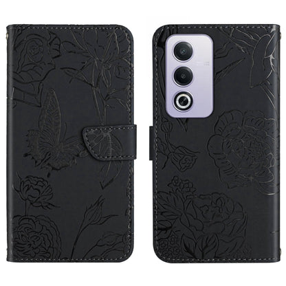 HT03 Skin Feel Butterfly Embossed Flip Leather Phone Case, For OPPO K12x 5G Global, For OPPO A60 4G, For OPPO Reno11 F 5G/F25 Pro 5G, For OPPO A18 / A38 4G