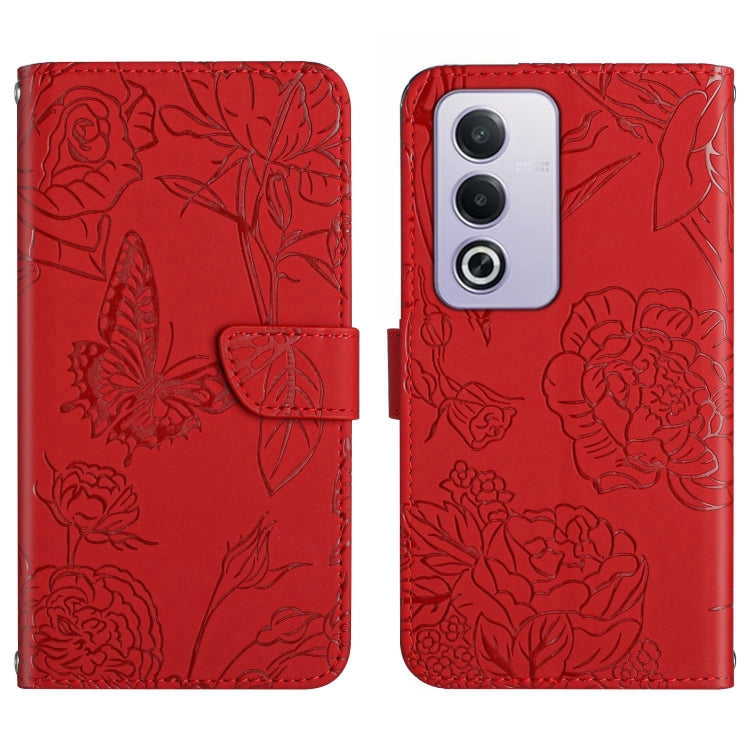 HT03 Skin Feel Butterfly Embossed Flip Leather Phone Case, For OPPO K12x 5G Global, For OPPO A60 4G, For OPPO Reno11 F 5G/F25 Pro 5G, For OPPO A18 / A38 4G