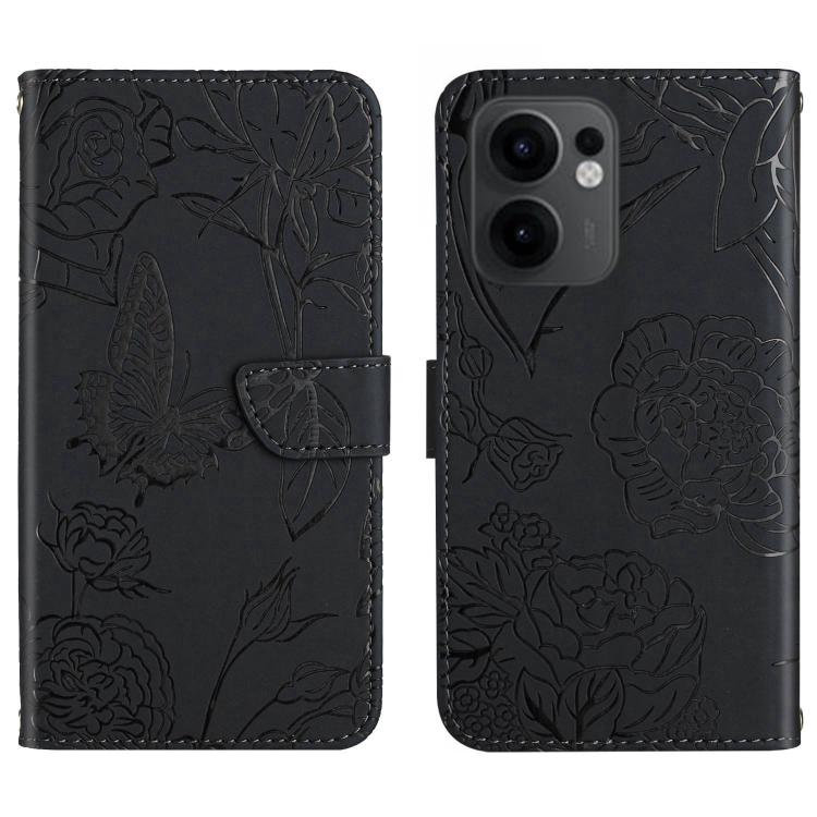 HT03 Skin Feel Butterfly Embossed Flip Leather Phone Case, For OPPO A5 Pro 5G Global, For OPPO Reno13 Pro, For OPPO Reno13, For OPPO Reno13 F