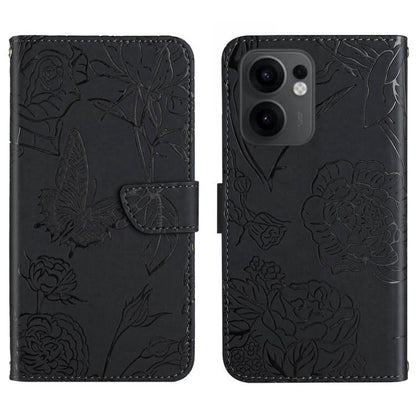 HT03 Skin Feel Butterfly Embossed Flip Leather Phone Case, For OPPO A5 Pro 5G Global, For OPPO Reno13 Pro, For OPPO Reno13, For OPPO Reno13 F