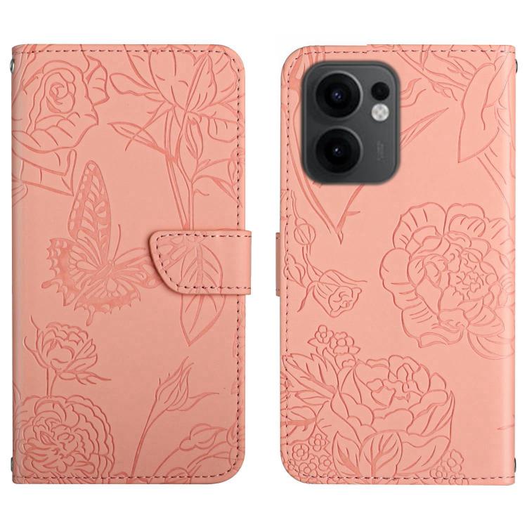 HT03 Skin Feel Butterfly Embossed Flip Leather Phone Case, For OPPO A5 Pro 5G Global, For OPPO Reno13 Pro, For OPPO Reno13, For OPPO Reno13 F