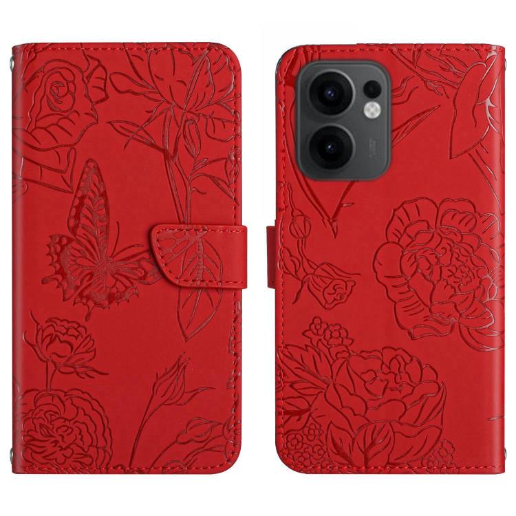HT03 Skin Feel Butterfly Embossed Flip Leather Phone Case, For OPPO A5 Pro 5G Global, For OPPO Reno13 Pro, For OPPO Reno13, For OPPO Reno13 F