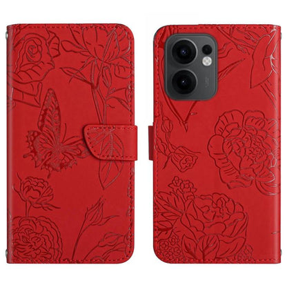 HT03 Skin Feel Butterfly Embossed Flip Leather Phone Case, For OPPO A5 Pro 5G Global, For OPPO Reno13 Pro, For OPPO Reno13, For OPPO Reno13 F