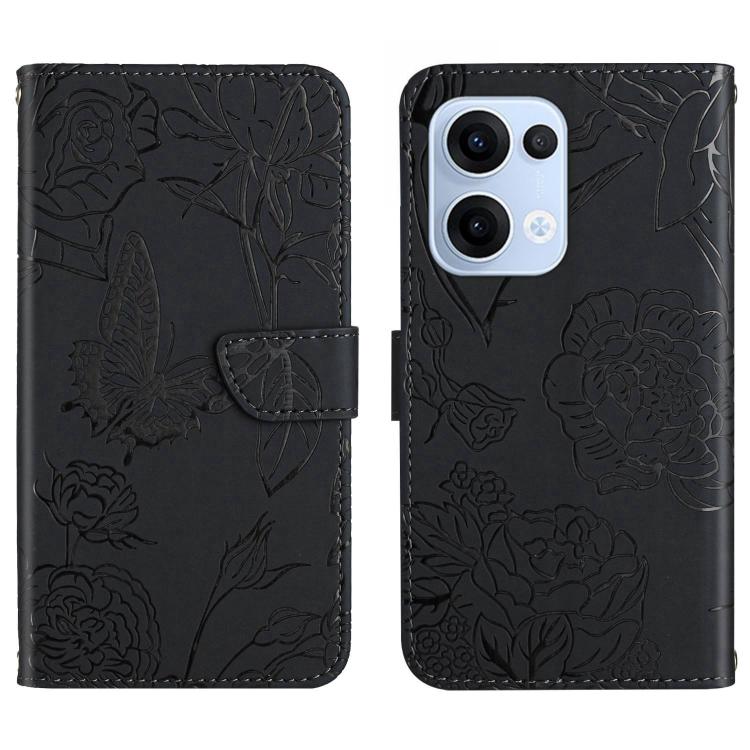 HT03 Skin Feel Butterfly Embossed Flip Leather Phone Case, For OPPO A5 Pro 5G Global, For OPPO Reno13 Pro, For OPPO Reno13, For OPPO Reno13 F