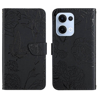 HT03 Skin Feel Butterfly Embossed Flip Leather Phone Case, For OPPO A5 Pro 5G Global, For OPPO Reno13 Pro, For OPPO Reno13, For OPPO Reno13 F