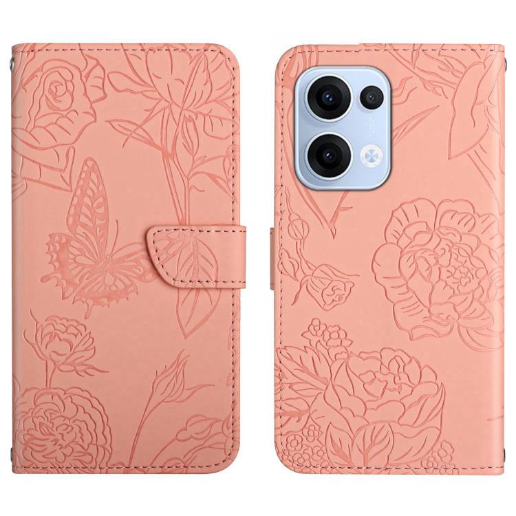 HT03 Skin Feel Butterfly Embossed Flip Leather Phone Case, For OPPO A5 Pro 5G Global, For OPPO Reno13 Pro, For OPPO Reno13, For OPPO Reno13 F