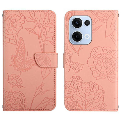 HT03 Skin Feel Butterfly Embossed Flip Leather Phone Case, For OPPO A5 Pro 5G Global, For OPPO Reno13 Pro, For OPPO Reno13, For OPPO Reno13 F