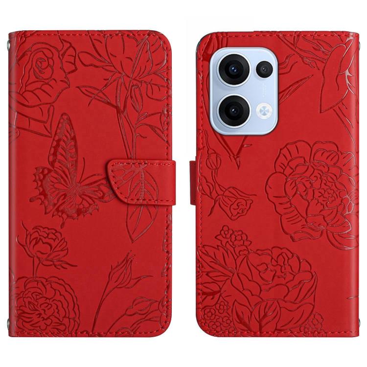 HT03 Skin Feel Butterfly Embossed Flip Leather Phone Case, For OPPO A5 Pro 5G Global, For OPPO Reno13 Pro, For OPPO Reno13, For OPPO Reno13 F