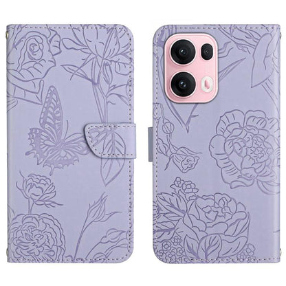 HT03 Skin Feel Butterfly Embossed Flip Leather Phone Case, For OPPO A5 Pro 5G Global, For OPPO Reno13 Pro, For OPPO Reno13, For OPPO Reno13 F