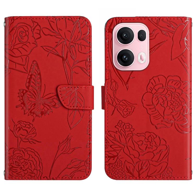 HT03 Skin Feel Butterfly Embossed Flip Leather Phone Case, For OPPO A5 Pro 5G Global, For OPPO Reno13 Pro, For OPPO Reno13, For OPPO Reno13 F