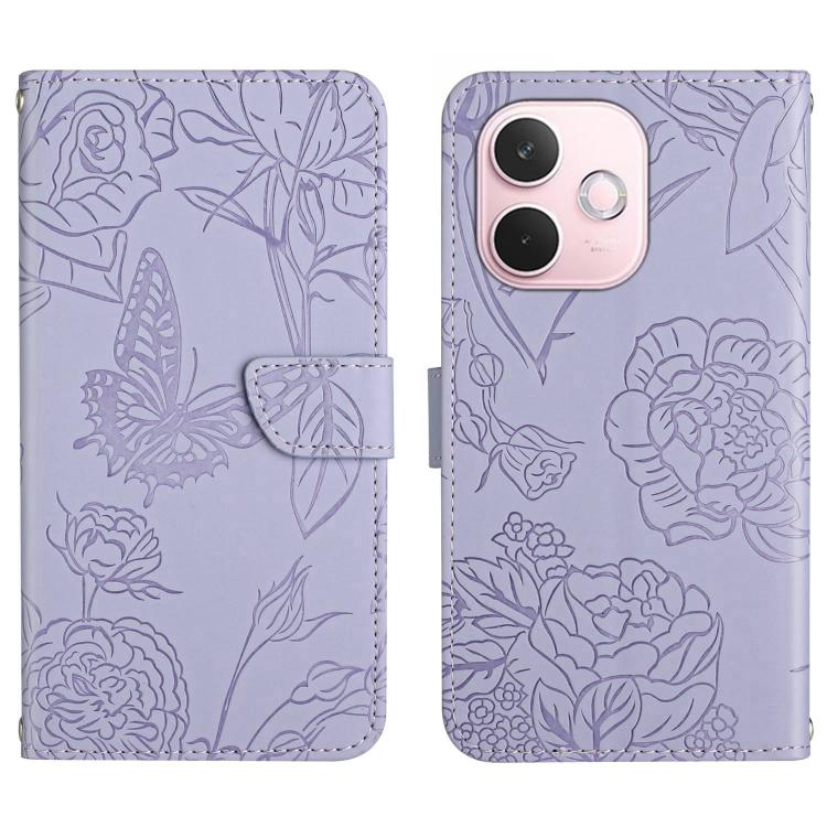 HT03 Skin Feel Butterfly Embossed Flip Leather Phone Case, For OPPO A5 Pro 5G Global, For OPPO Reno13 Pro, For OPPO Reno13, For OPPO Reno13 F