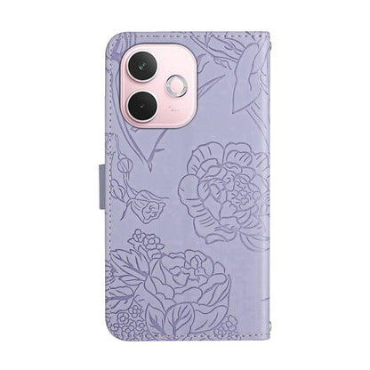 HT03 Skin Feel Butterfly Embossed Flip Leather Phone Case, For OPPO A5 Pro 5G Global, For OPPO Reno13 Pro, For OPPO Reno13, For OPPO Reno13 F