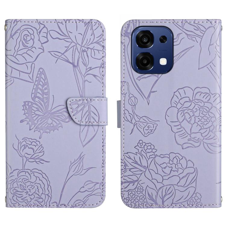 HT03 Skin Feel Butterfly Embossed Flip Leather Phone Case, For OPPO Reno15 Pro Max 5G Global, For OPPO Reno15 Pro 5G Global, For OPPO Reno15 5G Global, For OPPO A6 Pro 4G / 5G Global