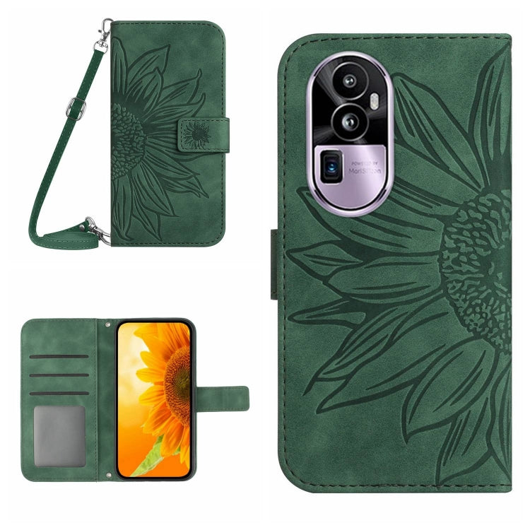 Skin Feel Sun Flower Embossed Flip Leather Phone Case with Lanyard, For OPPO Reno10 Pro+, For OPPO Reno10 Pro China, For OPPO Reno10 China
