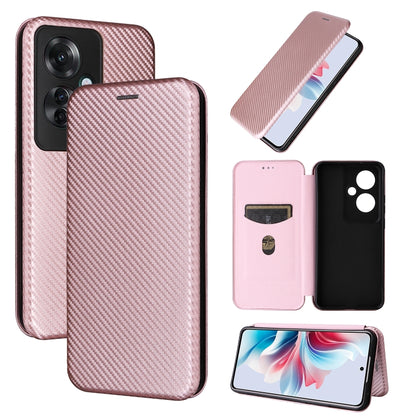 Carbon Fiber Texture Flip Leather Phone Case, For OPPO Reno12 Pro 5G Global, For OPPO Reno12 5G Global, For OPPO A3 Pro Global, For OPPO Reno11 F 5G