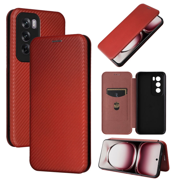 Carbon Fiber Texture Flip Leather Phone Case, For OPPO Reno12 Pro 5G Global, For OPPO Reno12 5G Global, For OPPO A3 Pro Global, For OPPO Reno11 F 5G