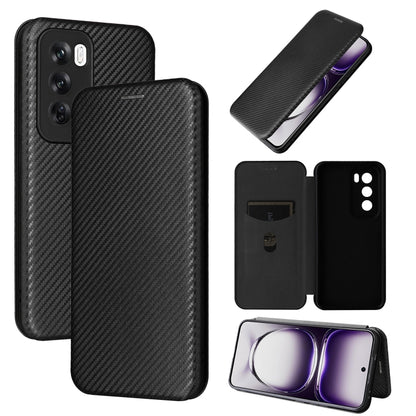Carbon Fiber Texture Flip Leather Phone Case, For OPPO Reno12 Pro 5G Global, For OPPO Reno12 5G Global, For OPPO A3 Pro Global, For OPPO Reno11 F 5G