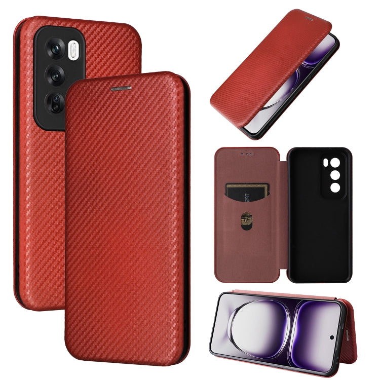 Carbon Fiber Texture Flip Leather Phone Case, For OPPO Reno12 Pro 5G Global, For OPPO Reno12 5G Global, For OPPO A3 Pro Global, For OPPO Reno11 F 5G