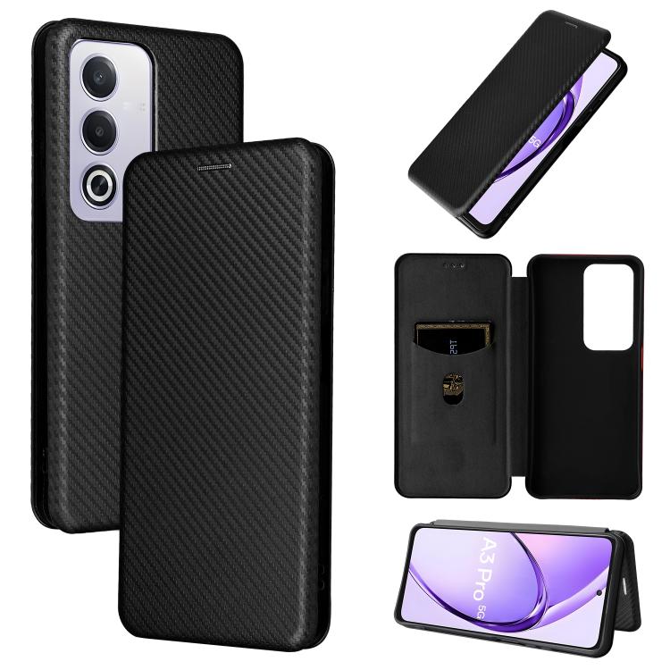 Carbon Fiber Texture Flip Leather Phone Case, For OPPO Reno12 Pro 5G Global, For OPPO Reno12 5G Global, For OPPO A3 Pro Global, For OPPO Reno11 F 5G