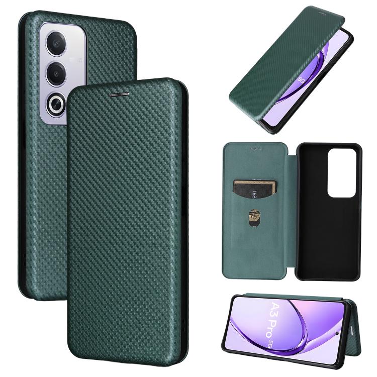 Carbon Fiber Texture Flip Leather Phone Case, For OPPO Reno12 Pro 5G Global, For OPPO Reno12 5G Global, For OPPO A3 Pro Global, For OPPO Reno11 F 5G