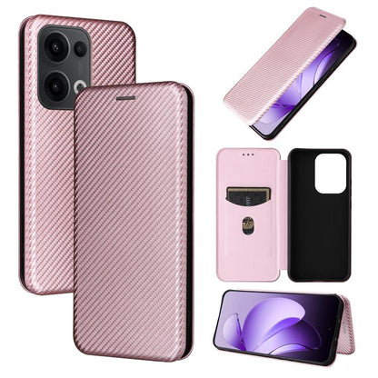 Carbon Fiber Texture Flip Leather Phone Case, For OPPO F29 5G, For OPPO A5 Pro 5G Global, For OPPO Reno13 5G Global, For OPPO Reno13 F 5G