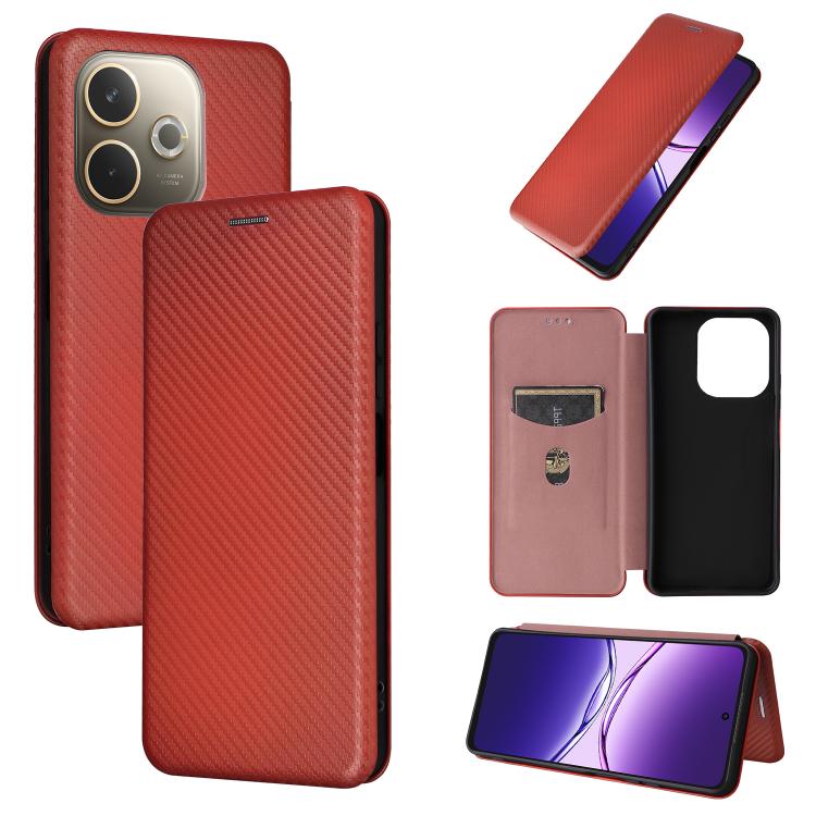 Carbon Fiber Texture Flip Leather Phone Case, For OPPO F29 5G, For OPPO A5 Pro 5G Global, For OPPO Reno13 5G Global, For OPPO Reno13 F 5G