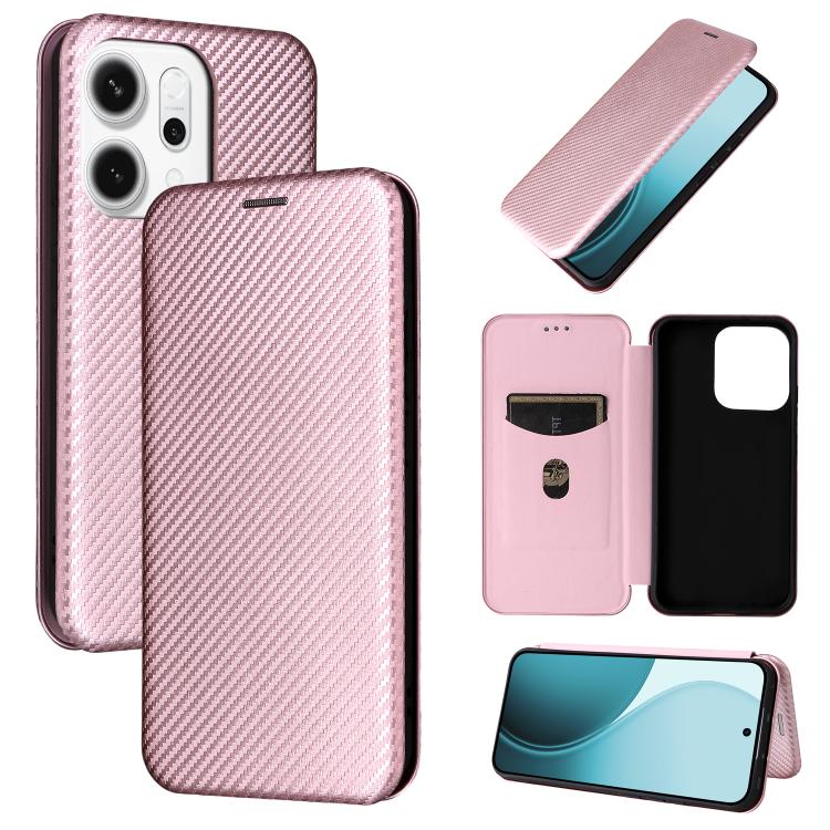 Carbon Fiber Texture Flip Leather Phone Case, For OPPO Find X9, For OPPO A6 Pro 5G Global, For OPPO Find X9 Pro, For OPPO Reno14 Global / Reno14 F