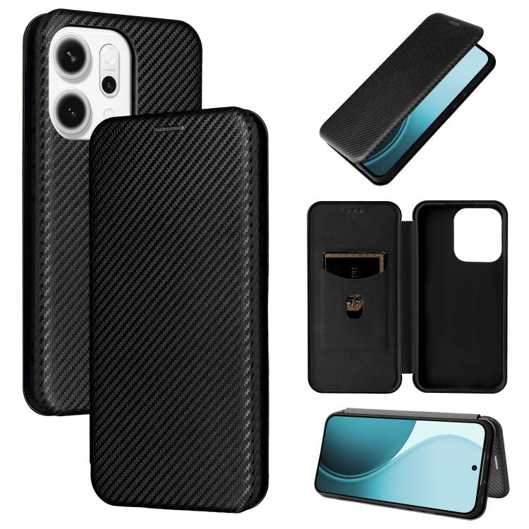 Carbon Fiber Texture Flip Leather Phone Case, For OPPO Find X9, For OPPO A6 Pro 5G Global, For OPPO Find X9 Pro, For OPPO Reno14 Global / Reno14 F