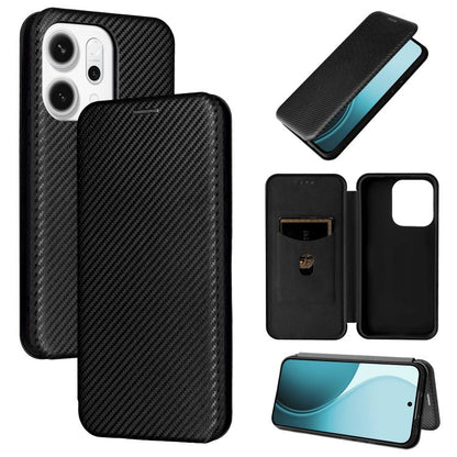 Carbon Fiber Texture Flip Leather Phone Case, For OPPO Find X9, For OPPO A6 Pro 5G Global, For OPPO Find X9 Pro, For OPPO Reno14 Global / Reno14 F