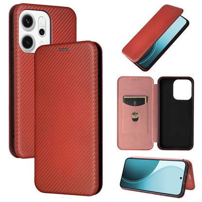 Carbon Fiber Texture Flip Leather Phone Case, For OPPO Find X9, For OPPO A6 Pro 5G Global, For OPPO Find X9 Pro, For OPPO Reno14 Global / Reno14 F