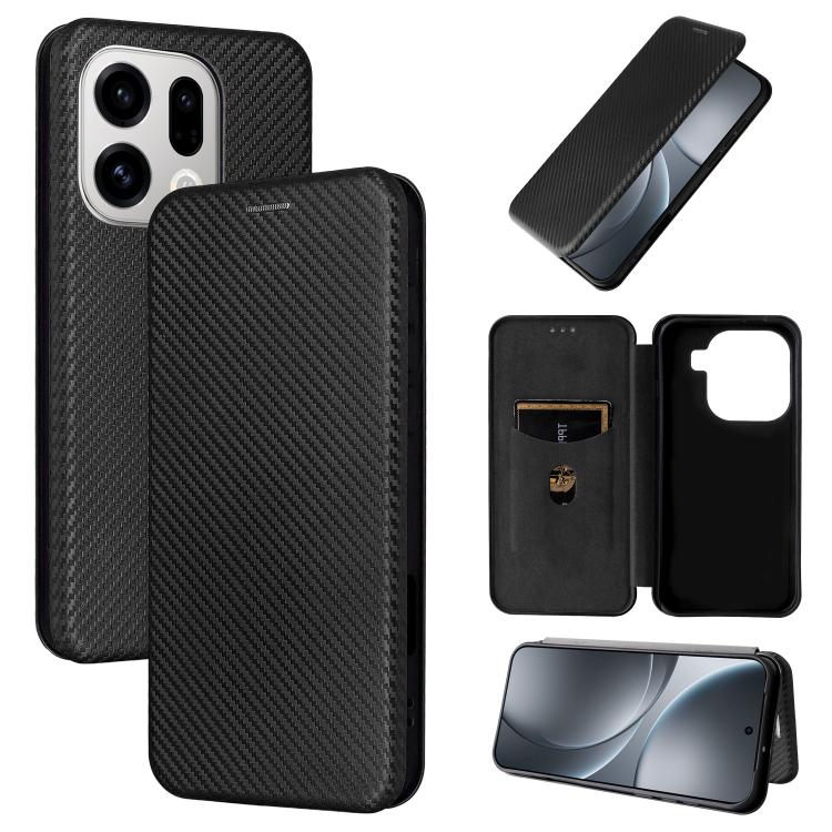 Carbon Fiber Texture Flip Leather Phone Case, For OPPO Find X9, For OPPO A6 Pro 5G Global, For OPPO Find X9 Pro, For OPPO Reno14 Global / Reno14 F