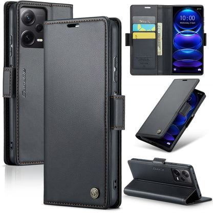 CaseMe 023 Butterfly Buckle Litchi Texture RFID Anti-theft Leather Phone Case, For Xiaomi 13T/13T Pro, For Xiaomi Poco F5 5G/Redmi Note 12 Turbo 5G, For Xiaomi Redmi Note 12 4G Global, For Xiaomi Redmi Note 12 Pro+ 5G Global
