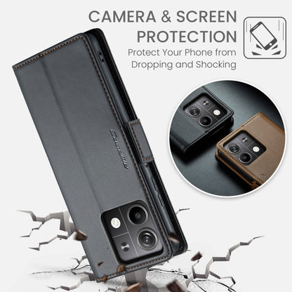 CaseMe 023 Butterfly Buckle Litchi Texture RFID Anti-theft Leather Phone Case, For Xiaomi Redmi Note 13 5G, For Xiaomi Redmi Note 13 Pro+ 5G, For Xiaomi Redmi Note 13 Pro 5G, For Xiaomi Redmi 12 4G／12 5G／Note 12R／POCO M6 Pro 5G