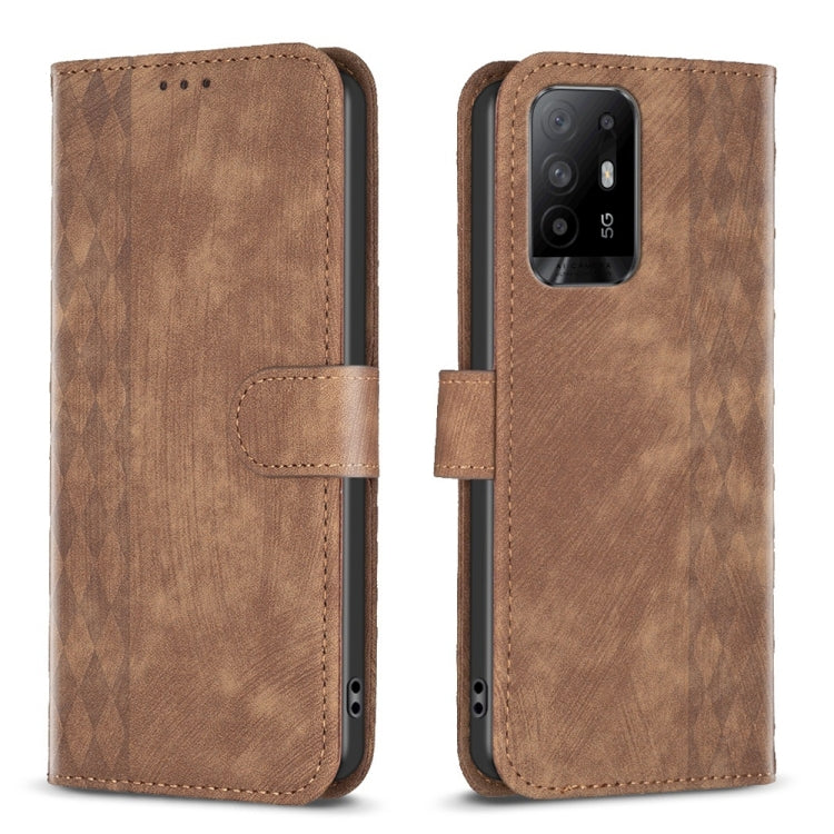 Plaid Embossed Leather Phone Case, For OPPO A94 5G / F19 Pro+ 5G, For OPPO A96 5G / Reno7 Z, For OPPO Find X6, For OPPO Find X6 Pro