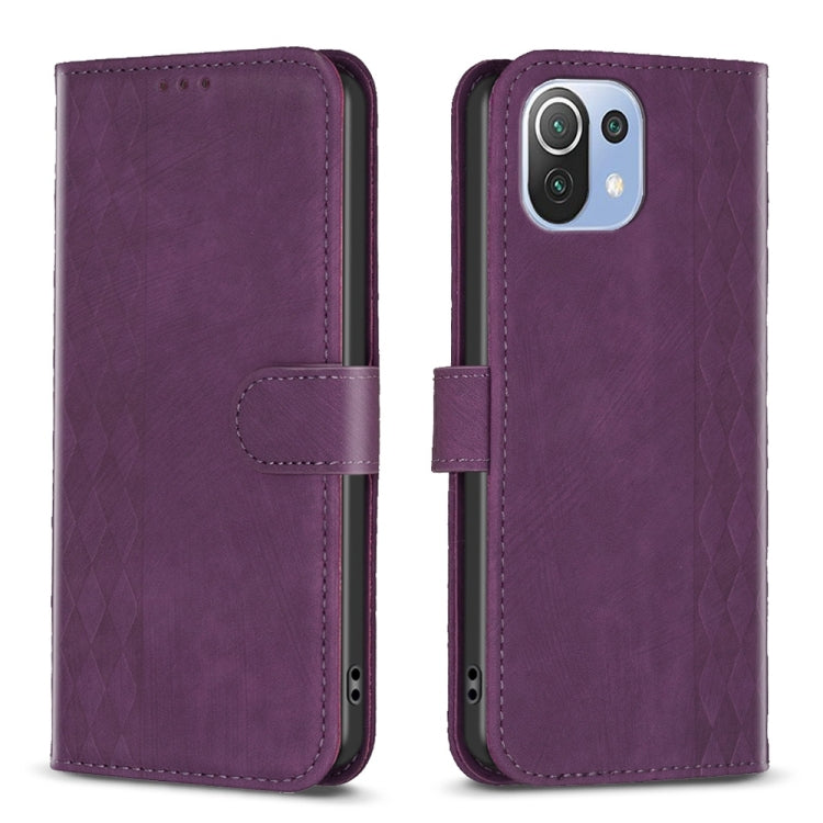 Plaid Embossed Leather Phone Case, For Xiaomi Poco M3 Pro, For Xiaomi 11 Lite, For Xiaomi Redmi Note 10 4G, For Xiaomi Redmi Note 10 Pro