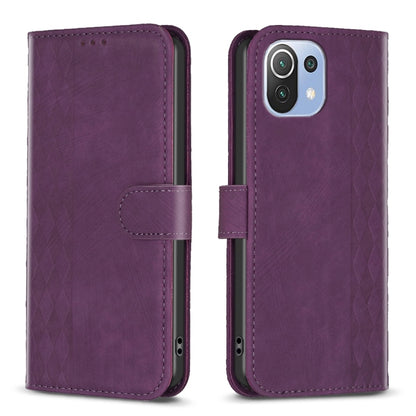 Plaid Embossed Leather Phone Case, For Xiaomi Poco M3 Pro, For Xiaomi 11 Lite, For Xiaomi Redmi Note 10 4G, For Xiaomi Redmi Note 10 Pro