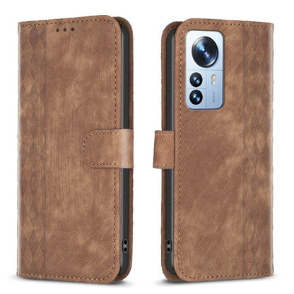 Plaid Embossed Leather Phone Case, For Xiaomi 11i / Redmi K40, For Xiaomi 12 Pro, For Xiaomi 12, For Xiaomi 11T / 11T Pro
