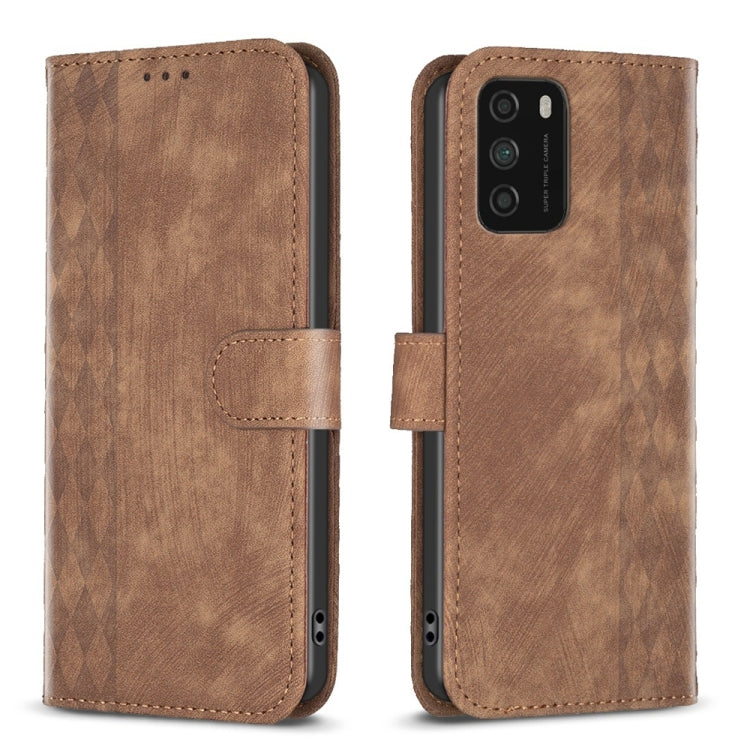 Plaid Embossed Leather Phone Case, For Xiaomi Poco M3 CN Version, For Xiaomi Poco X3 / X3 NFC, For Xiaomi Redmi 9A, For Xiaomi Redmi 9