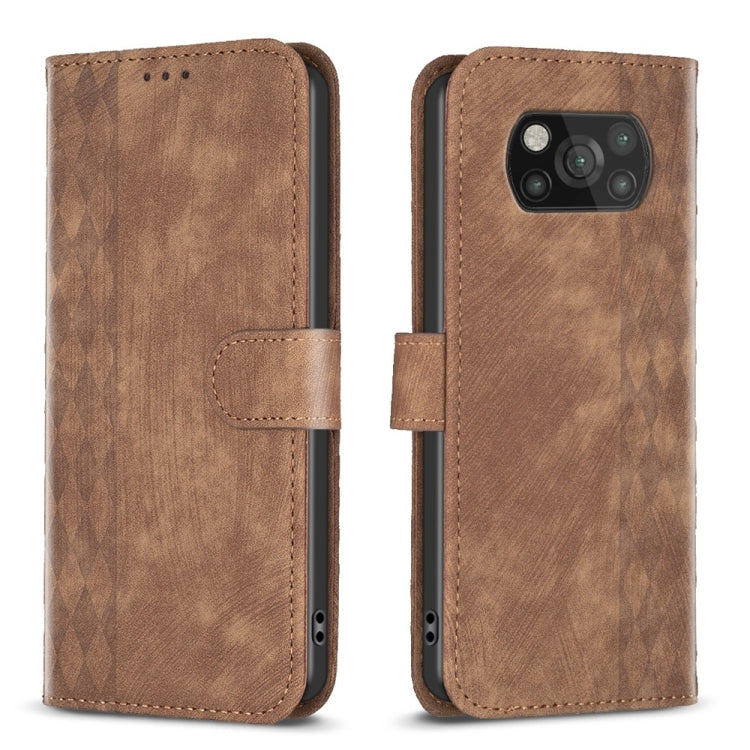Plaid Embossed Leather Phone Case, For Xiaomi Poco M3 CN Version, For Xiaomi Poco X3 / X3 NFC, For Xiaomi Redmi 9A, For Xiaomi Redmi 9